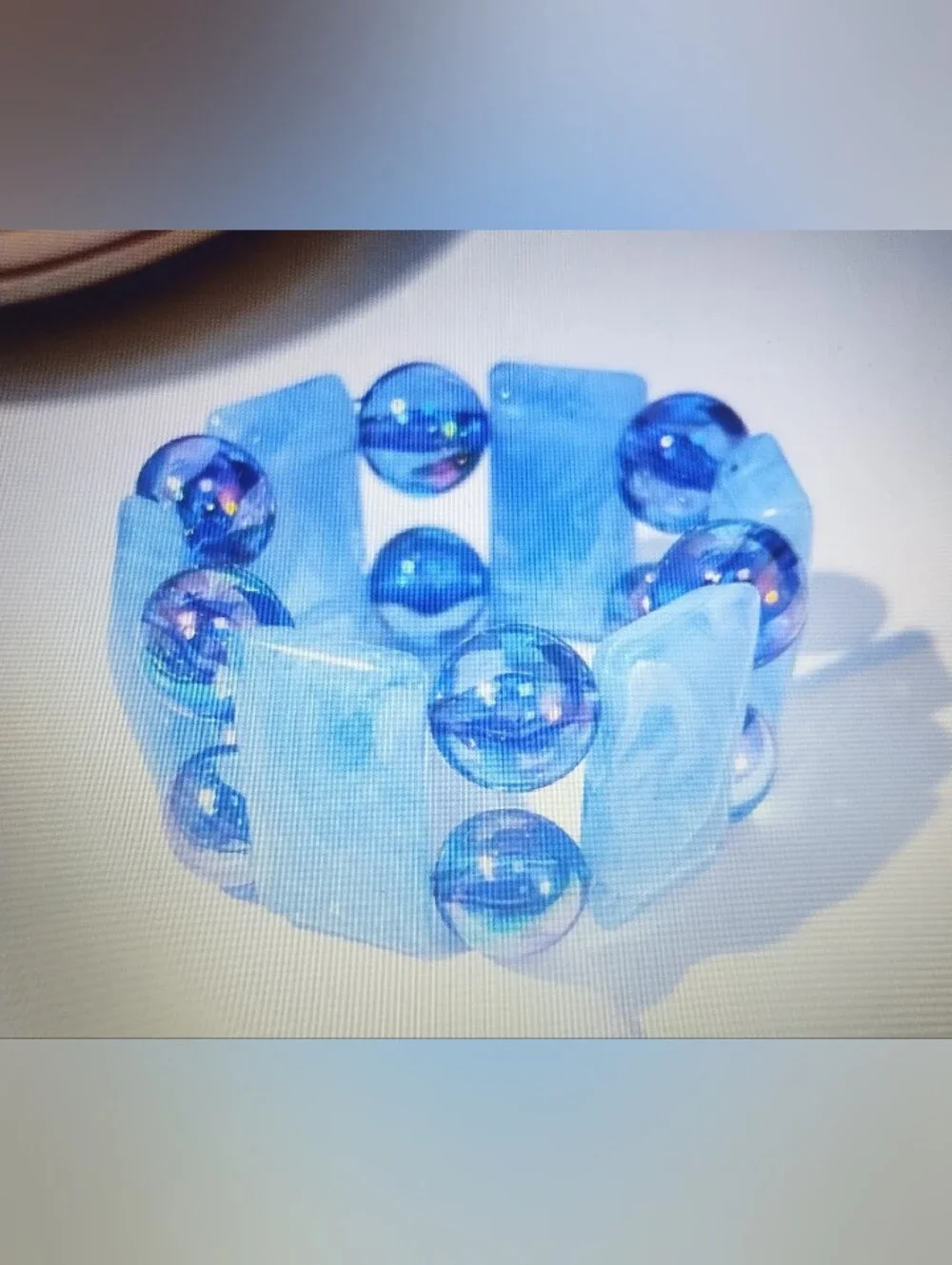 Blue Beaded Stretch Bracelet
